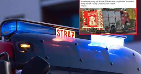 Wóz strażacki wypadł z drogi. Za kierownicą pijany strażak