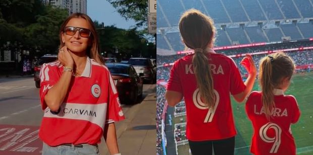 Anna Lewandowska znów nadaje ze stadionu w Chicago. Klara i Laura kibicowały tacie w uroczych stylizacjach (FOTO)