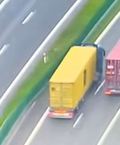 "Wyścigi słoni" na S7. Nagranie okiem policyjnego śmigłowca