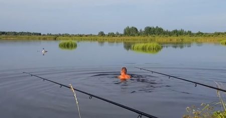 Łabędź na wędce. Niezwykłe nagranie wędkarzy