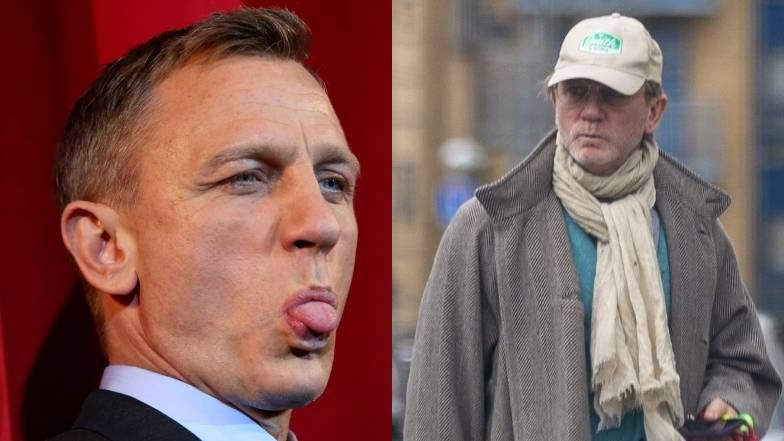 Wystylizowany Daniel Craig spaceruje ulicami Londynu