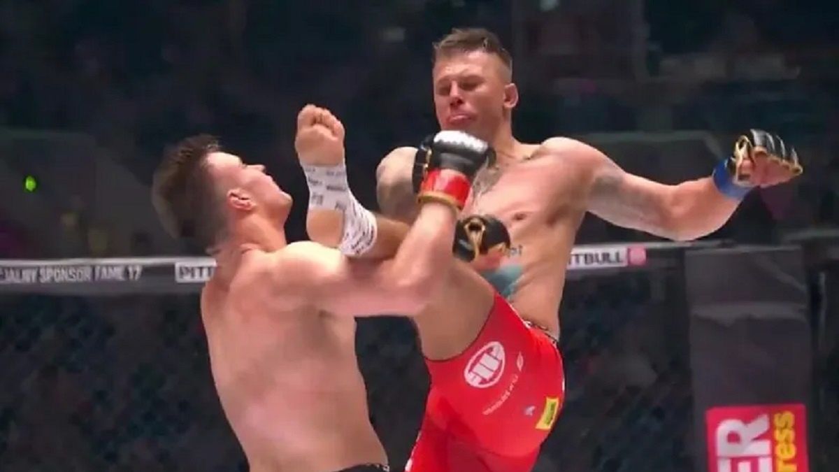 Alan Kwieciński nokautujący Maksymiliana Wiewiórkę