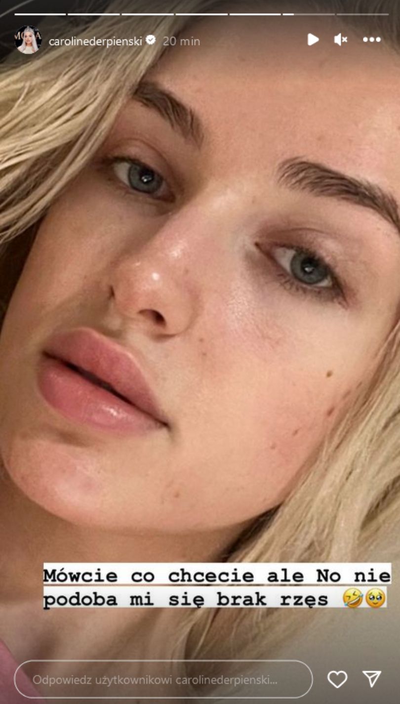 Caroline Derpienski pokazała się bez sztucznych rzęs