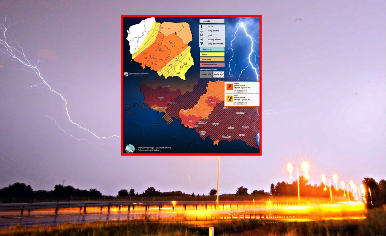 38°C, potężne burze i grad – zagrożenie w środkowej Polsce