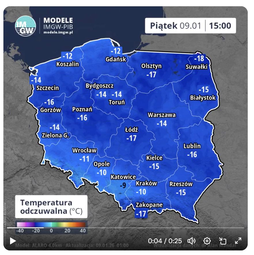 Temperatura odczuwalna w piątek