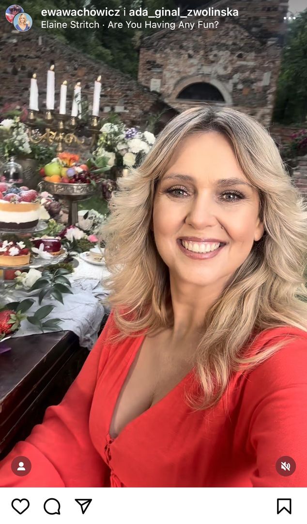 Ewa Wachowicz w czerwonej kreacji 
