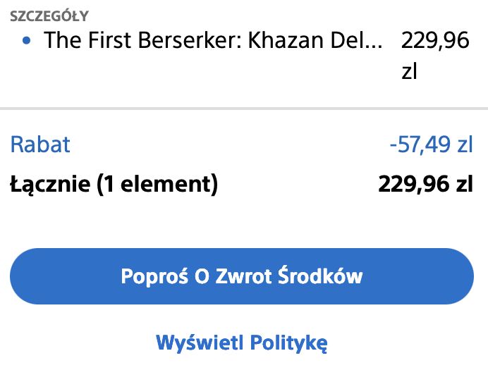 Zwrot gry w PlayStation Store