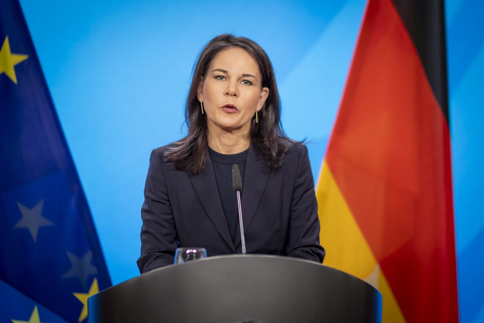 BERLIN, GERMANY - MARCH 01: Annalena Baerbock, German Foreign Minister, speaks during a presse conference on March 01, 2025 in Berlin, Germany.
(Photo by Juliane Sonntag/Photothek for the German Federal Foreign Office via Getty Images)