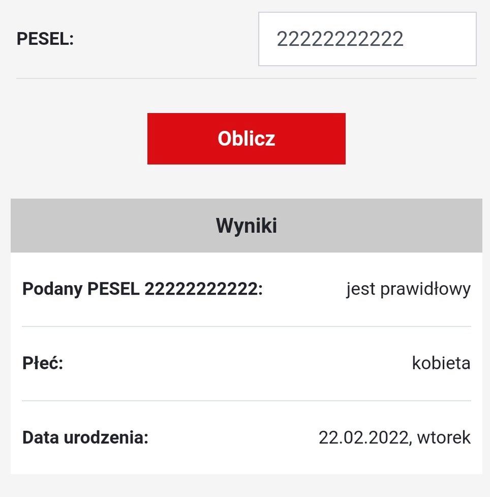 PESEL złożony z samych dwójek