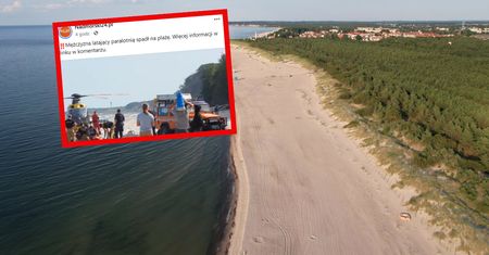 Paralotniarz runął. Akcja na plaży w Poddąbiu