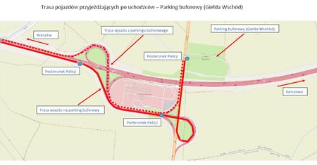 Korytarz humanitarny na autostradzie A4. Na węźle Przemyśl strefa buforowa