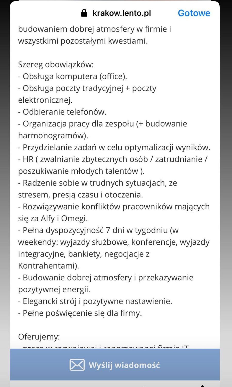 Ogłoszenie o pracę