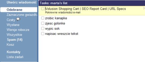 Gmail wypisuje listy rzeczy do zrobienia 1
