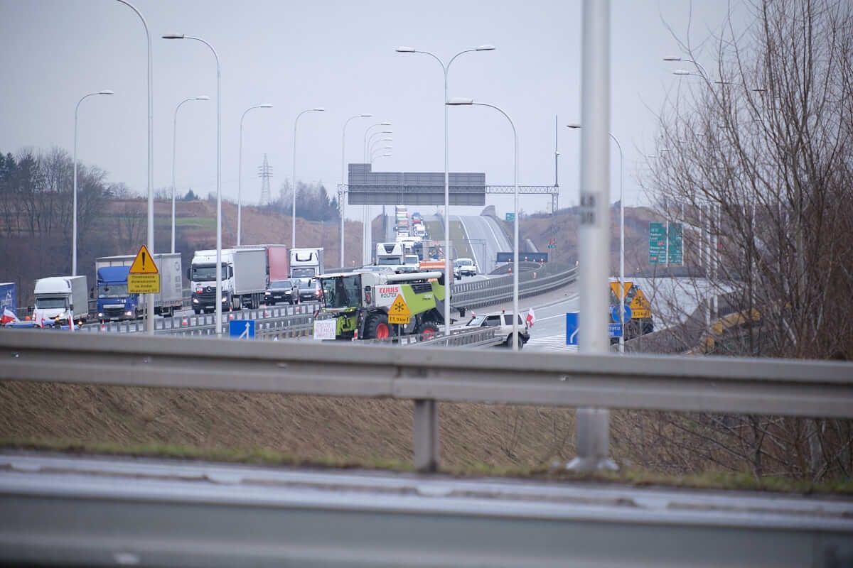 Protest rolników na obwodnicy Lublina - węzeł Lublin Tatary