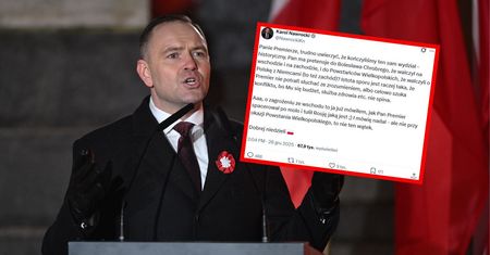 Nawrocki ostro do Tuska. "Spacerował po molo i tulił Rosję jaką jest"