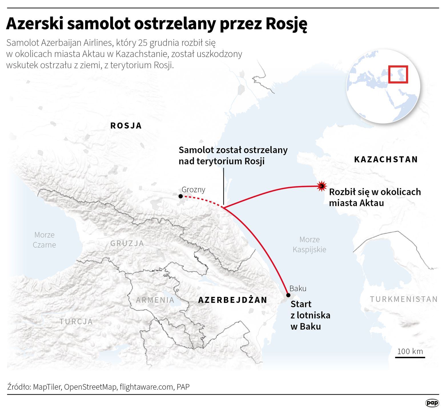 Azerski samolot ostrzelany przez Rosję
