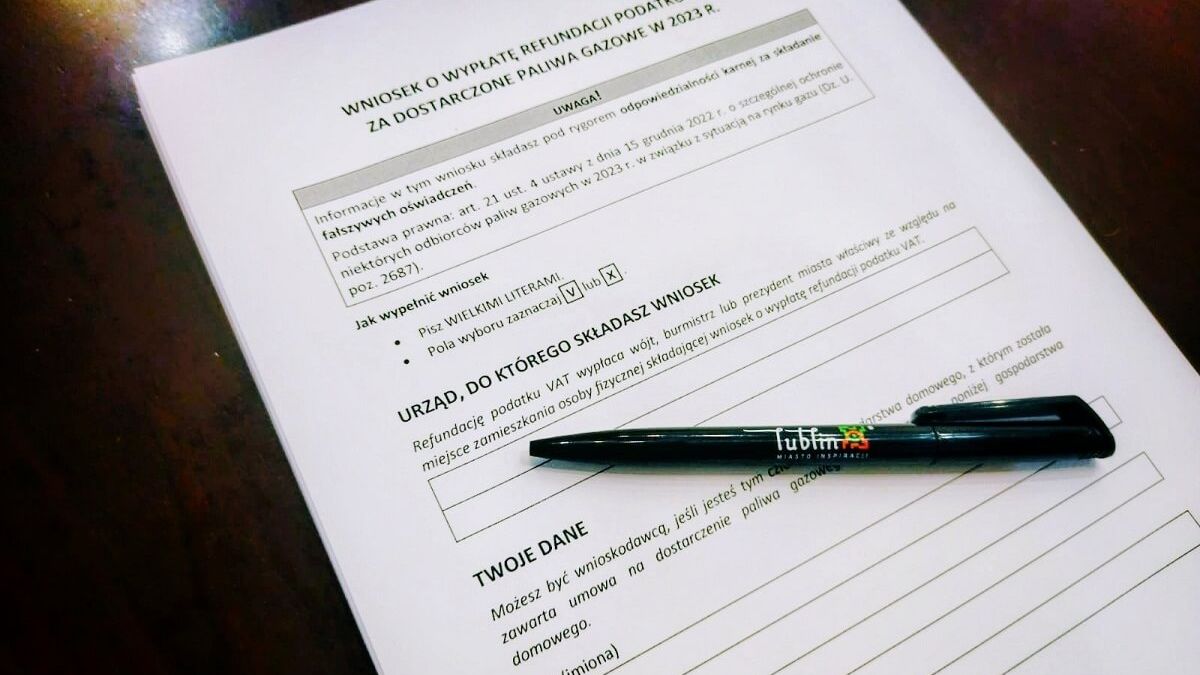 Wniosek o wypłatę refundacji podatku VAT za dostarczone paliwa gazowe w 2023 r.