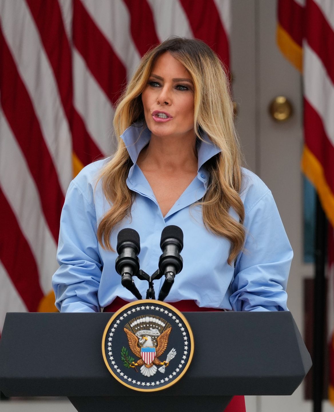 Smutna Melania Trump na wydarzeniu swojej fundacji w Białym Domu