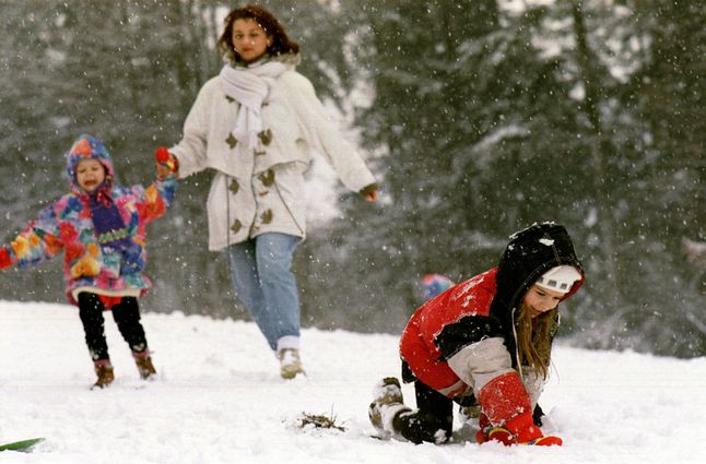 Ustroń, 25.12.1995. Świąteczny wypoczynek w górach.