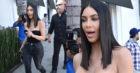 "Naturalna" Kim Kardashian idzie na lunch z siostrą i kamerami (ZDJĘCIA)