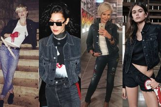 Czarne kurtki jeansowe - z czym noszą je celebrytki?