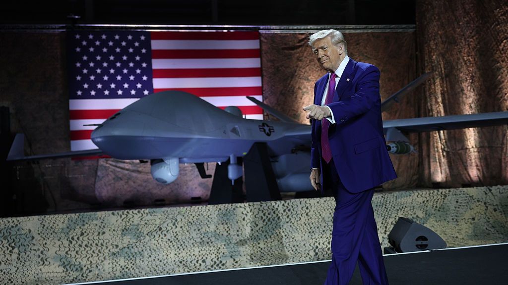 Prezydent USA Donald . Trump  podczas zwie