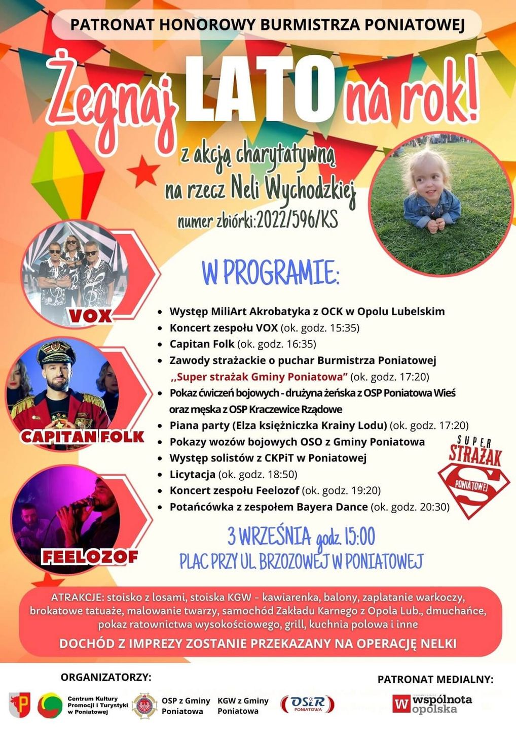 Pożegnanie lata w Poniatowej 2023 - plakat, program wydarzenia