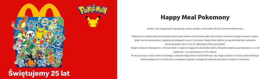 Karty z Pokemonami są dostępne w McDonald's