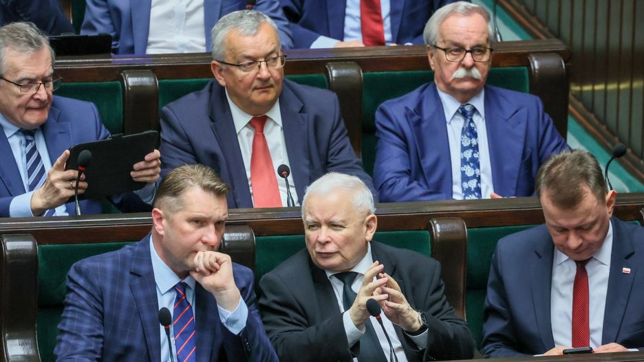 Przemysław Czarnek, Jarosław Kaczyński i Mariusz Błaszczak 