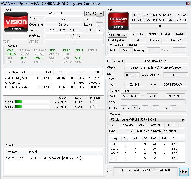 Toshiba NB550D - multimedialny maluch [test cz. 2] 2