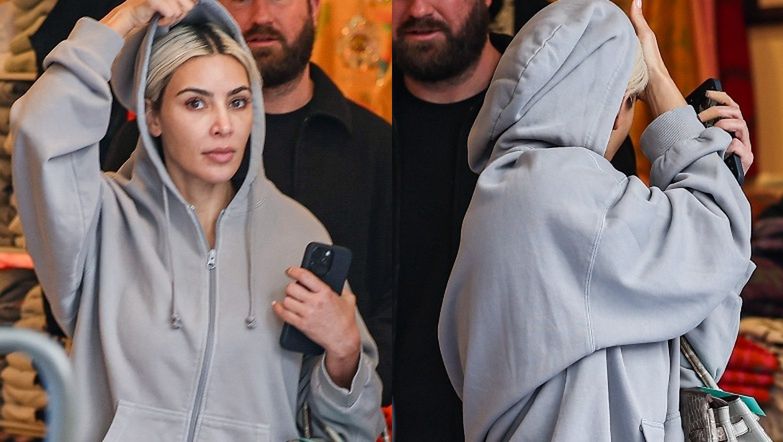 Kim Kardashian caught off guard during rare, makeup-free outing
