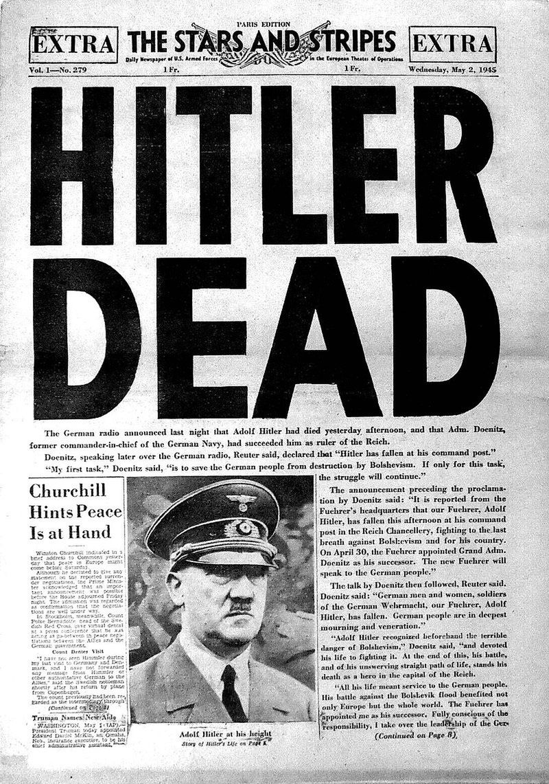 Amerykańska gazeta z 2 maja 1945 r.