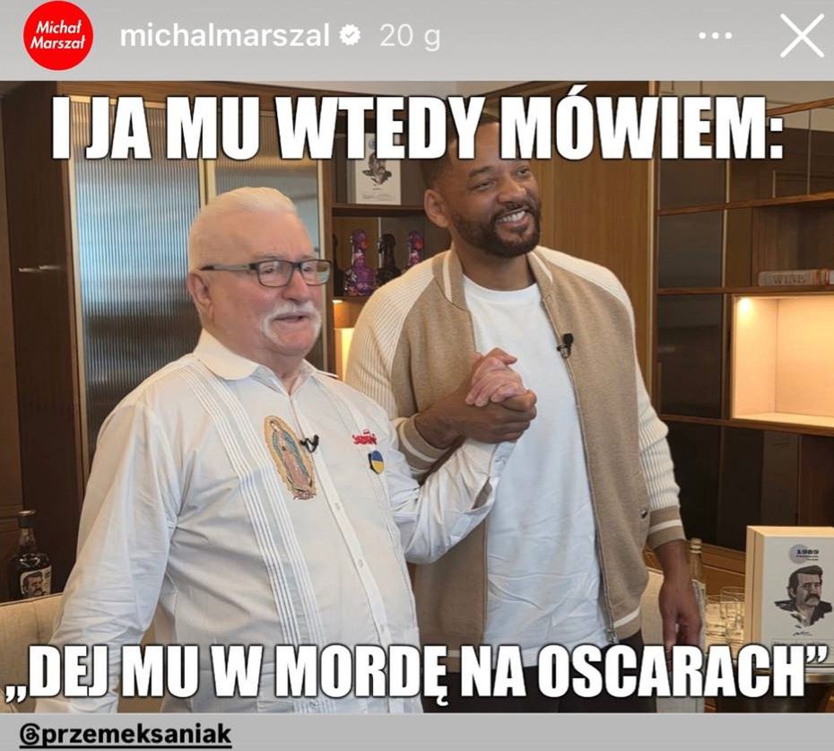 Mem z Lechem Wałęsą i Willem Smithem