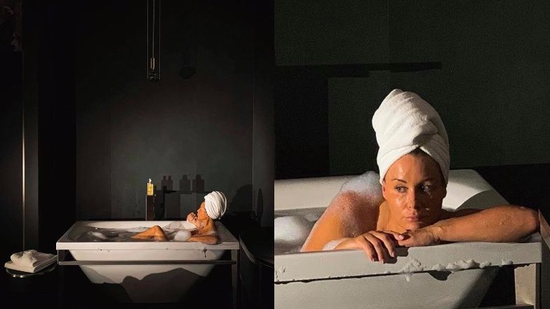 Małgorzata Rozenek odpoczywa w mrocznej łazience