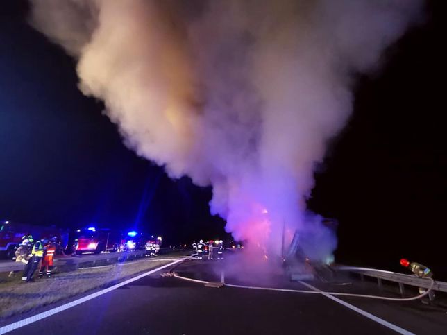 Pożar ciężarówki na autostradzie A4