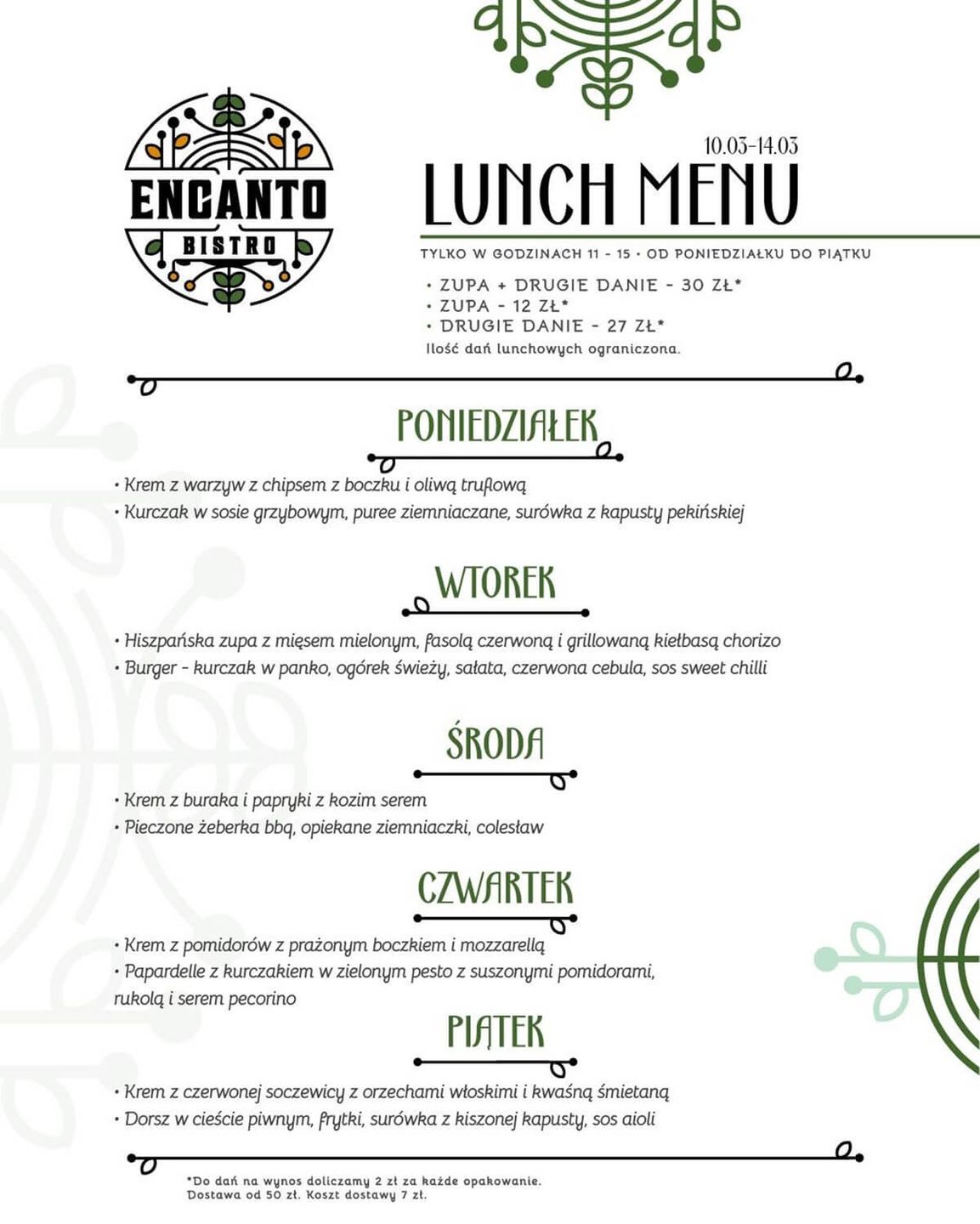 Encanto Bistro lunch 10-14 marca 2025 r.