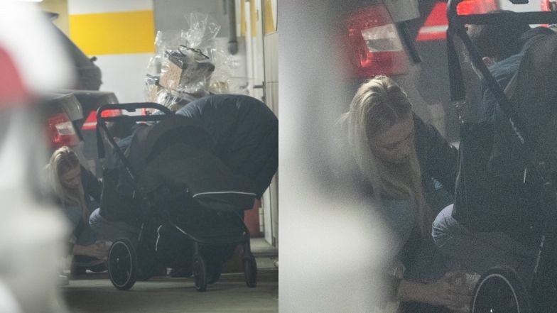 Barbara Kurdej-Szatan buszuje po centrum handlowym z mężem i dziećmi