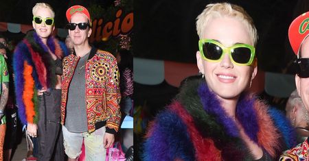 Blond Katy Perry w kolorowym futrze imprezuje na Coachella (ZDJĘCIA)