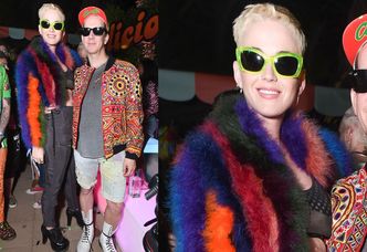 Blond Katy Perry w kolorowym futrze imprezuje na Coachella (ZDJĘCIA)