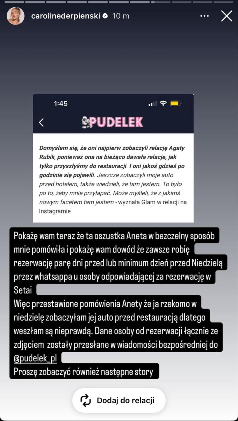 Caroline Derpienski uderza w Anetę Glam