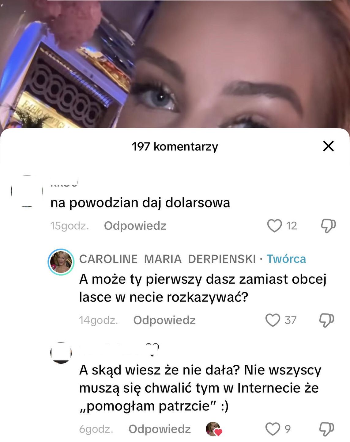 Caroline Derpienski wywołana do tablicy ws. pomocy powodzianom