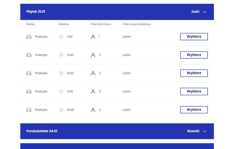 Wolne terminy na egzamin praktyczny kat. B 21 stycznia w WORD Lublin