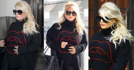 Opatulona Jessica Simpson łapie się za ciążowy brzuszek