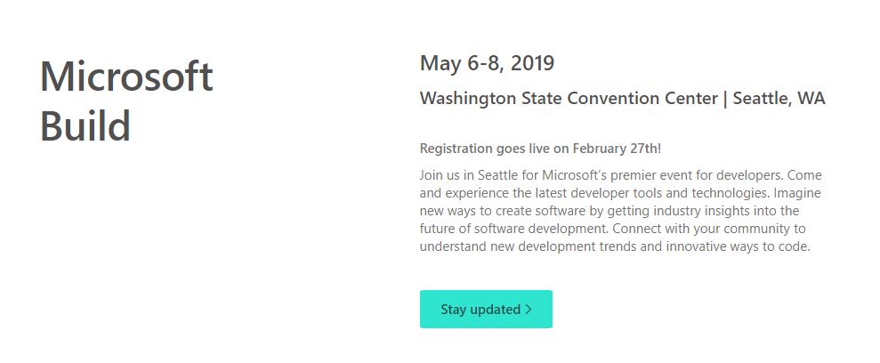 O Microsoft Build 2019 można już czytać na oficjalnej stronie wydarzenia.