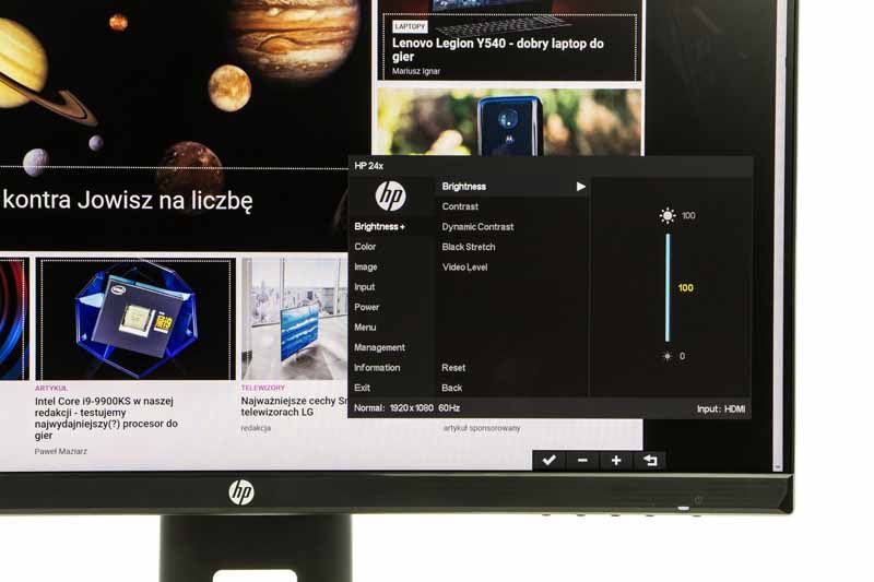 HP 24x menu OSD