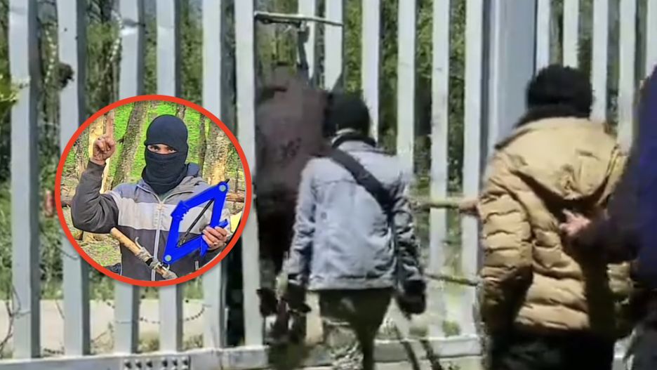 Migranci na granicy polsko-białoruskiej. Przechodzą przez odkształconą lewarkiem barierę