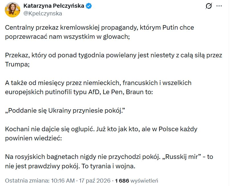 Ministra apeluje do Polaków ws. rosyjskiej propagandy