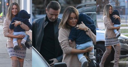 Małgorzata Rozenek w kozaczkach i Radosław Majdan w golfiku przywożą synka Henia na obowiązkowe szczepienia (ZDJĘCIA)