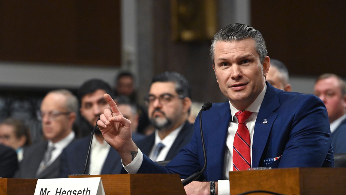 WASHINGTON, DC - JANUARY 14: U.S. President-elect Donald Trump's nominee for Secretary of Defense Pete Hegseth speaks during a Senate Armed Services confirmation hearing on Capitol Hill on January 14, 2025 in Washington, DC. (Photo by Chen Mengtong/China News Service/VCG via Getty Images)