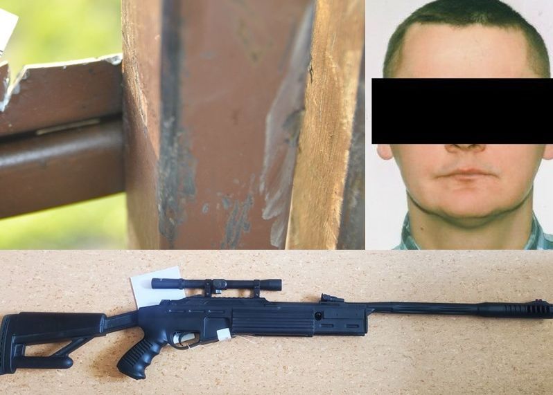broń, uszkodzone ogrodzenie, zatrzymany